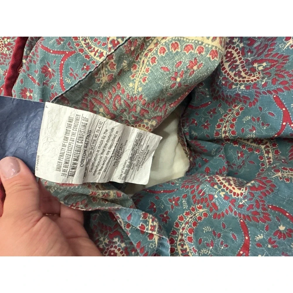 Vintage‎ RALPH LAUREN COLLETTE Pillow Sham Standard Blue Red Paisley Set Of 2